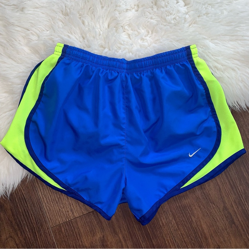 NIKE Dri-Fit Women’s Small Royal Blue & Neon Breathable Lined Athletic Shorts